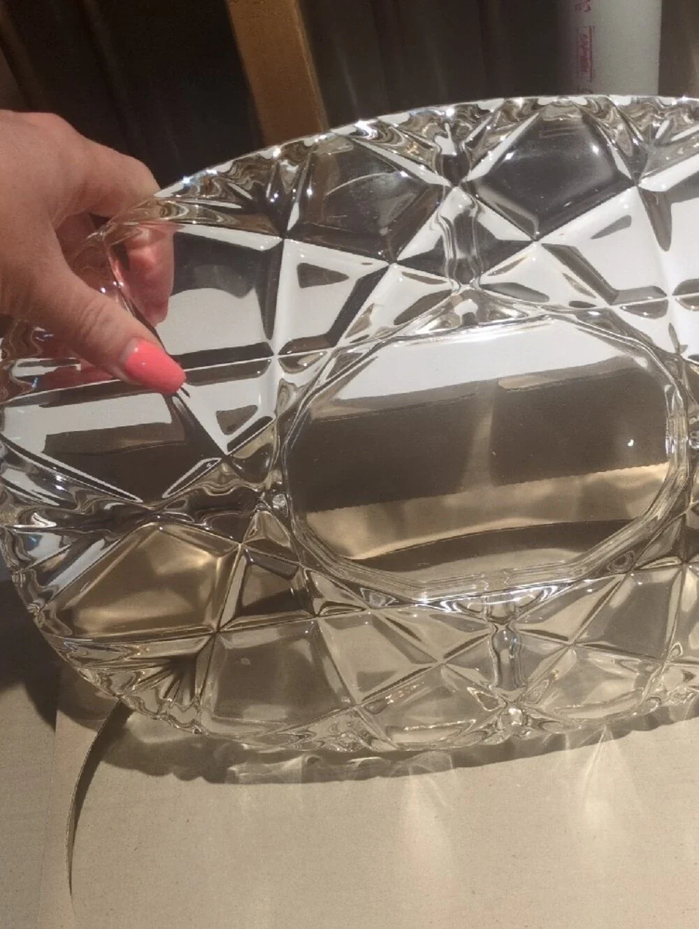 Mikasa Clear Cut-Glass Divided Serving Platter with Center Dip